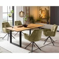 Aktion ✔️ Tisch Mit Armlehnenstühlen In Oliv - Alberto (fünfteilig) ?