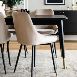 Besorgen ? Tischgruppe In Schwarz & Beige - Orgevia (siebenteilig) ? -Cassna shop tischgruppe in schwarz beige mit sechs sitzplaetzen orgevia 03