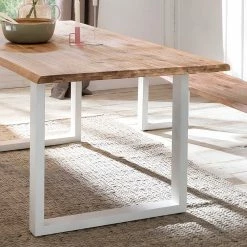 Neu ⭐ U-Gestell Tisch & 2 Bänke - Odiava (dreiteilig) ? -Cassna shop u gestell tisch 2 baenke aus akazie white wash eisen odiava 05