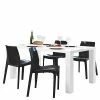 Neu ? Weißer Hochglanz Tisch & Designstühle - Zaruto (fünfteilig) ? -Cassna shop weisser hochglanz tisch designstuehle in schwarz aus kunststoff zaruto f