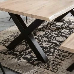 Budget ? White Wash Essgruppe Mit X-Fuß Tisch - Tilveta I (sechsteilig) ? -Cassna shop white wash essgruppe mit x fuss tisch bank tilveta i 03