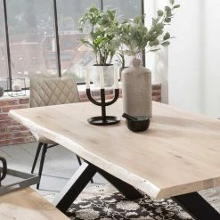 Budget ? White Wash Essgruppe Mit X-Fuß Tisch - Tilveta I (sechsteilig) ? -Cassna shop white wash essgruppe mit x fuss tisch bank tilveta i 04