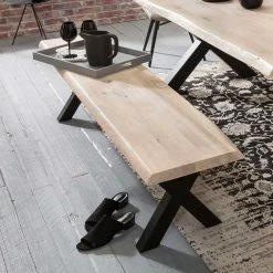 Budget ? White Wash Essgruppe Mit X-Fuß Tisch - Tilveta I (sechsteilig) ? -Cassna shop white wash essgruppe mit x fuss tisch bank tilveta i 05