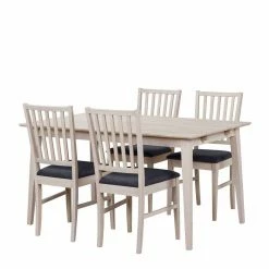 Auslauf ✨ White Wash Esstischgruppe Aus Eiche - Pessoa (fünfteilig) ?