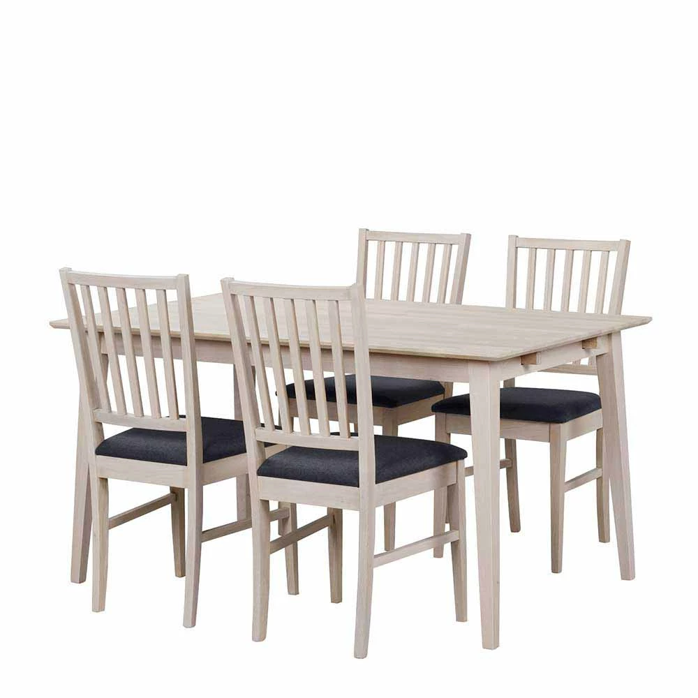 Auslauf ✨ White Wash Esstischgruppe Aus Eiche - Pessoa (fünfteilig) ? 1 Auslauf ✨ White Wash Esstischgruppe Aus Eiche - Pessoa (fünfteilig) ?