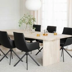 Großhandel ❤️ White Wash Tisch & Lederstühle - Senatau (siebenteilig) ? -Cassna shop white wash tisch lederstuehle in schwarz mit armlehnen senatau 03