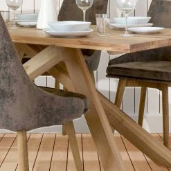 Brandneu ? Wildeiche Tischgruppe Mit 4 Polsterstühlen Rosmaron In Verwaschenem Braun (fünfteilig) ❤️ -Cassna shop wildeiche tischgruppe mit 4 polsterstuehlen in verwaschenem braun rosmaron 02