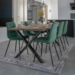 Bestpreis ? X-Fuß-Tisch & Samtstühle - Domniar (siebenteilig) ?